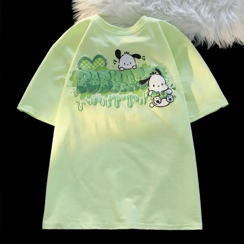 2026 New Pochacco Summer Short Sleeve Best Selling Women's T-Shirt Tops Cartoon Print Versatile Half Sleeve Fashionable Cute Ins