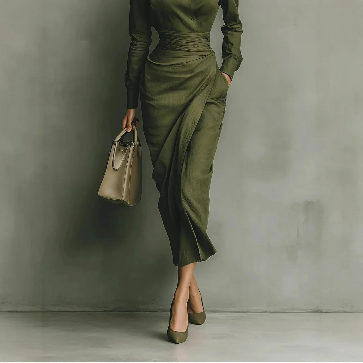 Elegant Dresses Woman Spring Polo Collar Button High Waist Slim Bodycon Dress Autumn Long Sleeve Solid Office Lady Dress Vestido