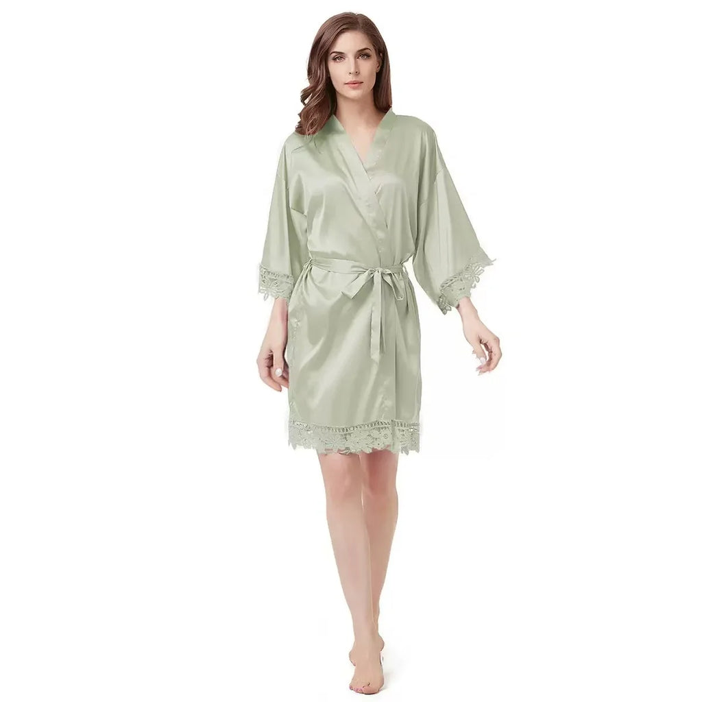 Bridesmaid Robes Bride Gift Bride Robe Bridesmaid Gift Satin Lace Robe Bride Dressing Gown Bridal Party Robes Wedding Robe Perso