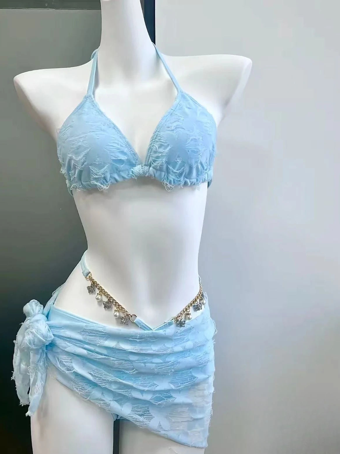 Beach Vacation 4-Piece Split Bikini Set 2026 New Fairy Sweet Women's Print Long Sleeve Swimwear High waist Beauty Fashion Suits