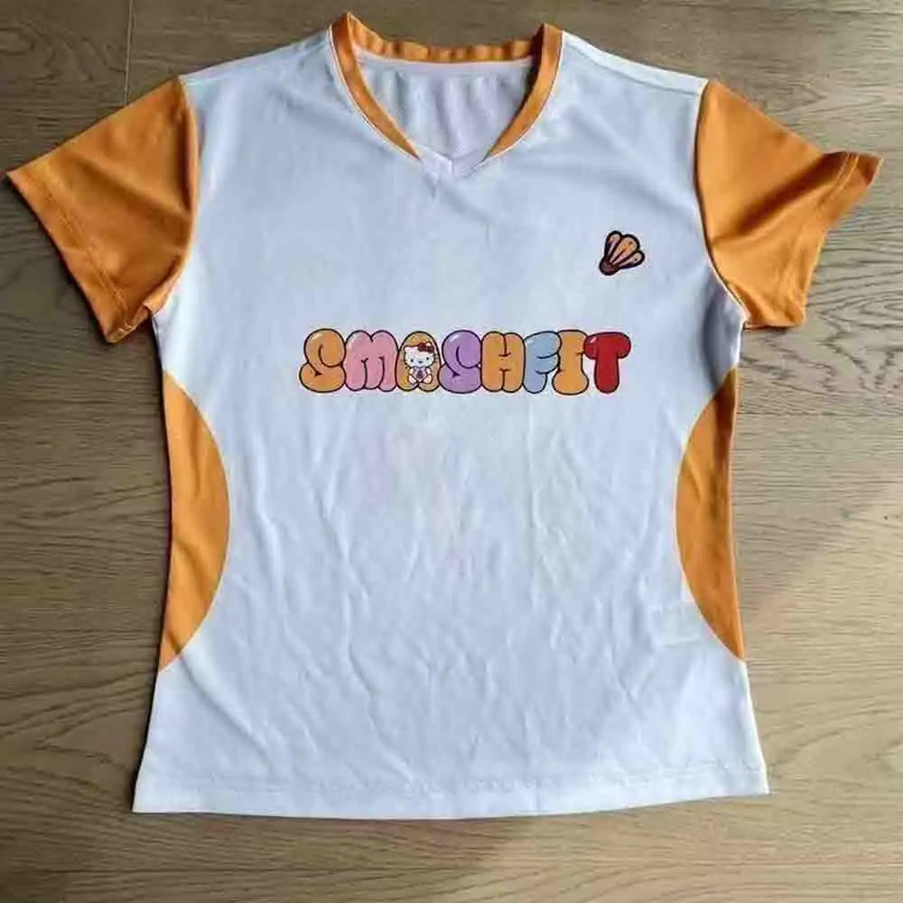 Hello Kitty Printed Short Sleeved Men's and Women's T-Shirt Breathable Quick Drying Loose Top Y2K Retro High Street Topnew Model