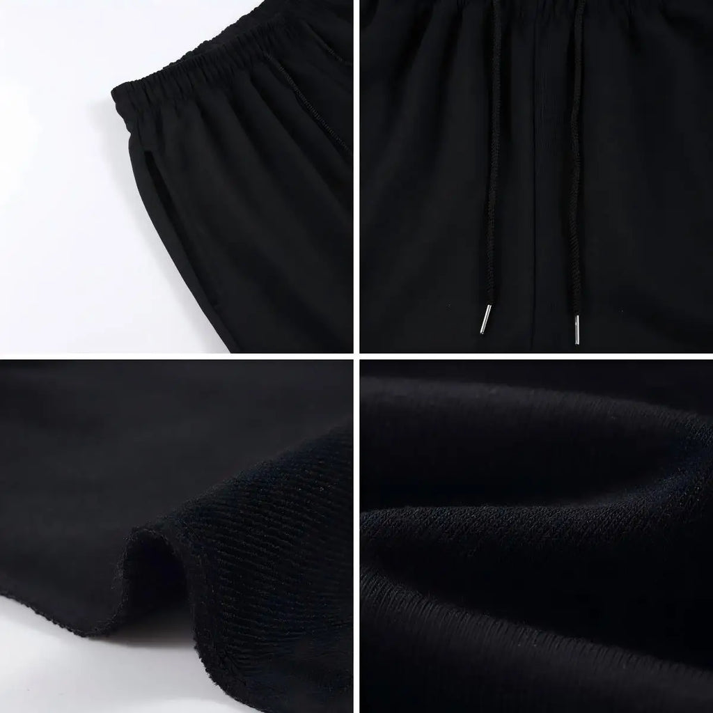 Boston Letter Est 1997 Women T-Shirt Set Drawstring Wide-Leg Short Pants Summer Pocket Black Pant Cotton Breathable Crop T Shirt