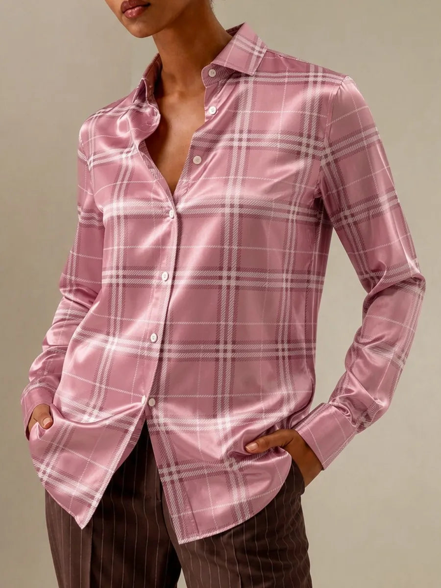 Summer Y2k Tops Women's Long-sleeved Shirt Plaid Tartan Polka Dot Blouse Polka Dots Top Summer Tops for Woman 2026 Fitted Dress