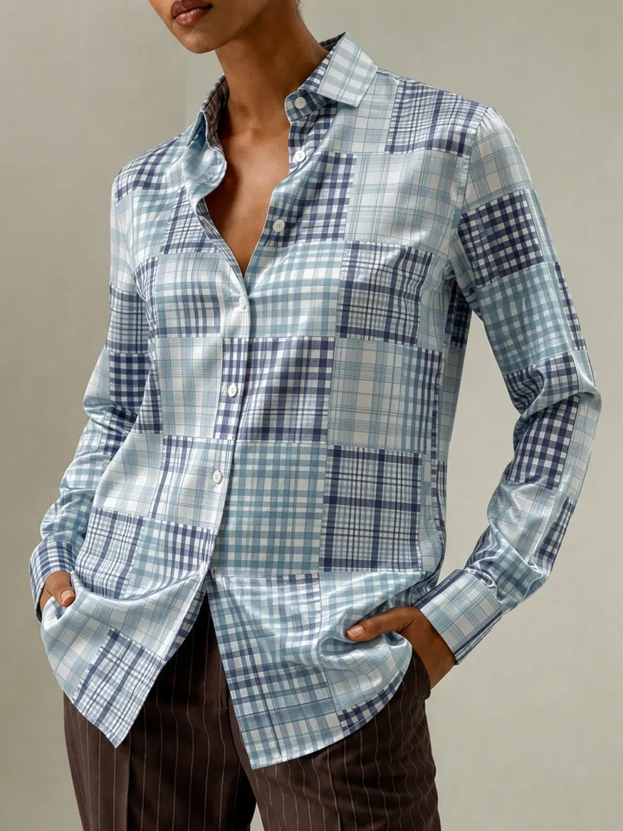 Summer Y2k Tops Women's Long-sleeved Shirt Plaid Tartan Polka Dot Blouse Polka Dots Top Summer Tops for Woman 2026 Fitted Dress