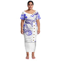 Plus Size Women Dresses Samoan Puletasi 2Pcs Set Island Shirt and Skirts Polynesian Church Tapa Print Tribal Long Dress Elegant