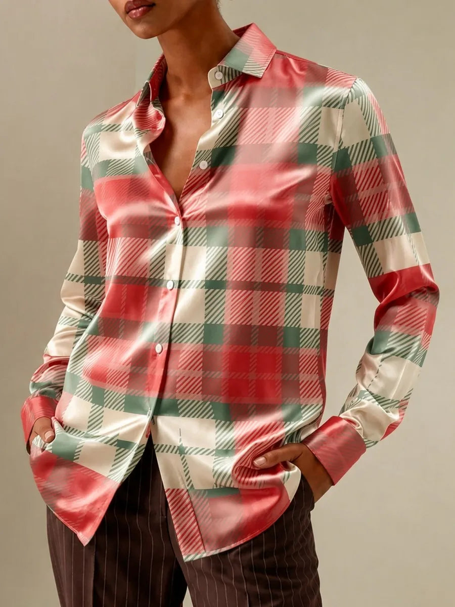 Summer Y2k Tops Women's Long-sleeved Shirt Plaid Tartan Polka Dot Blouse Polka Dots Top Summer Tops for Woman 2026 Fitted Dress