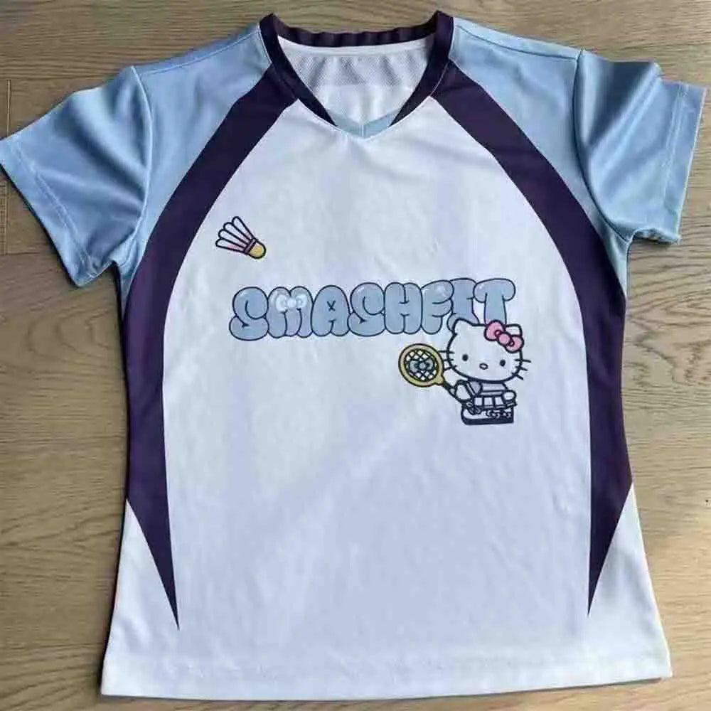 Hello Kitty Printed Short Sleeved Men's and Women's T-Shirt Breathable Quick Drying Loose Top Y2K Retro High Street Topnew Model