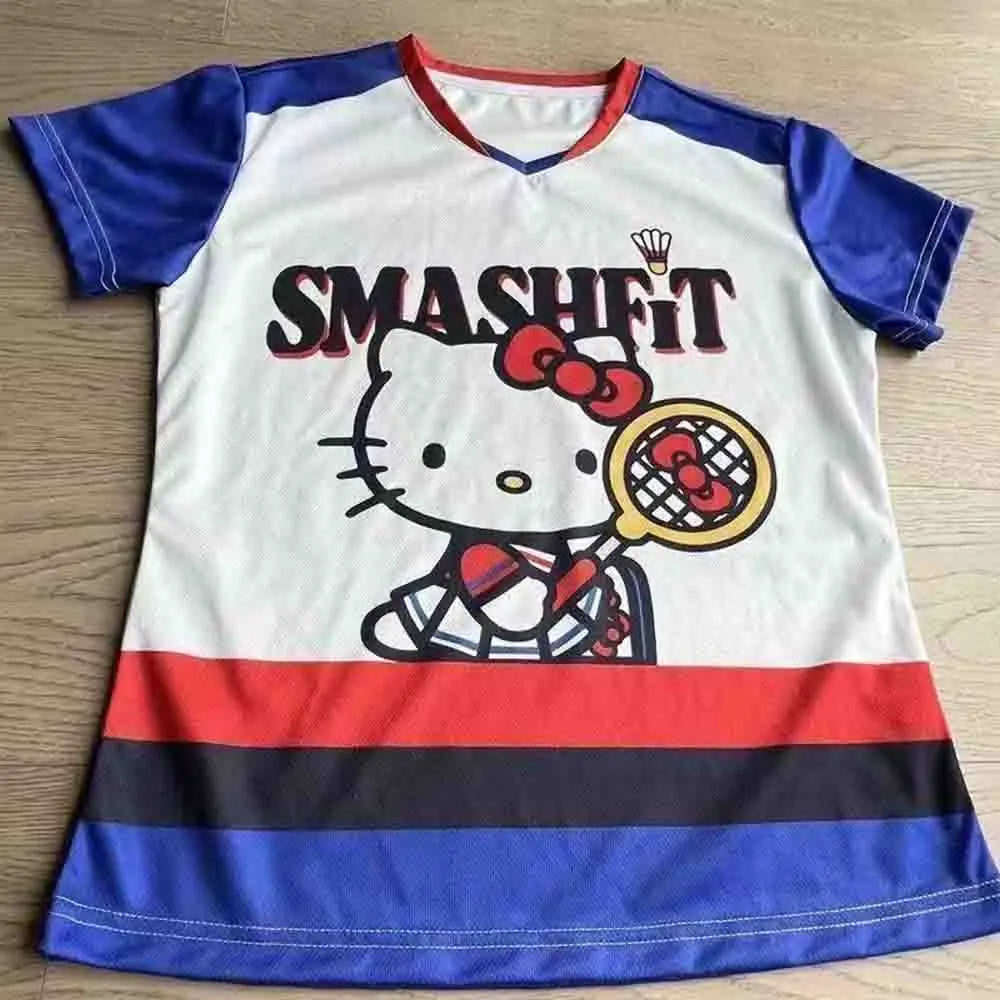 Hello Kitty Printed Short Sleeved Men's and Women's T-Shirt Breathable Quick Drying Loose Top Y2K Retro High Street Topnew Model