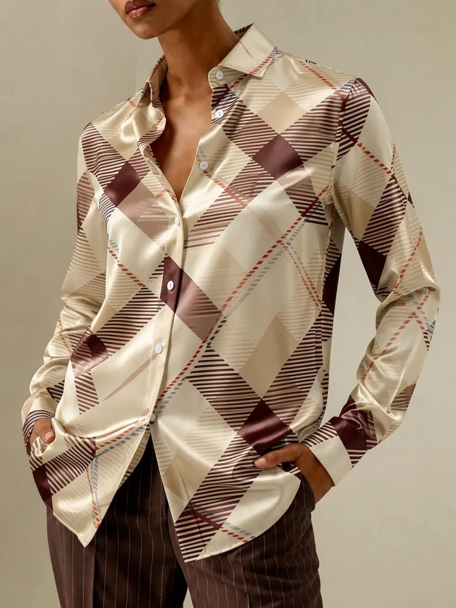 Summer Y2k Tops Women's Long-sleeved Shirt Plaid Tartan Polka Dot Blouse Polka Dots Top Summer Tops for Woman 2026 Fitted Dress