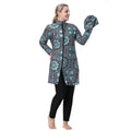 H1024 Muslim Women Fullcoverage  Long Sleeves Cover Up Burkinis Three Pieces Plus Size Printing  Swimwear Suits