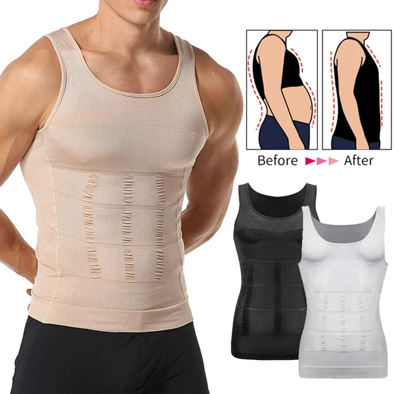 Yiwu Compression Shirt Slimming Body Shaper Vest Men Gym Workout Sleeveless Gynecomastia Abdomen Waist Trainer Shapewear