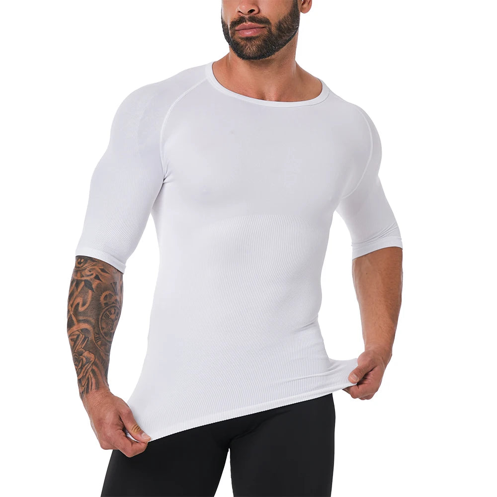 Mens Seamless Gynecomastia Compression Shapewear Shirts Slimming Undershirt Body Shaper Shirt
