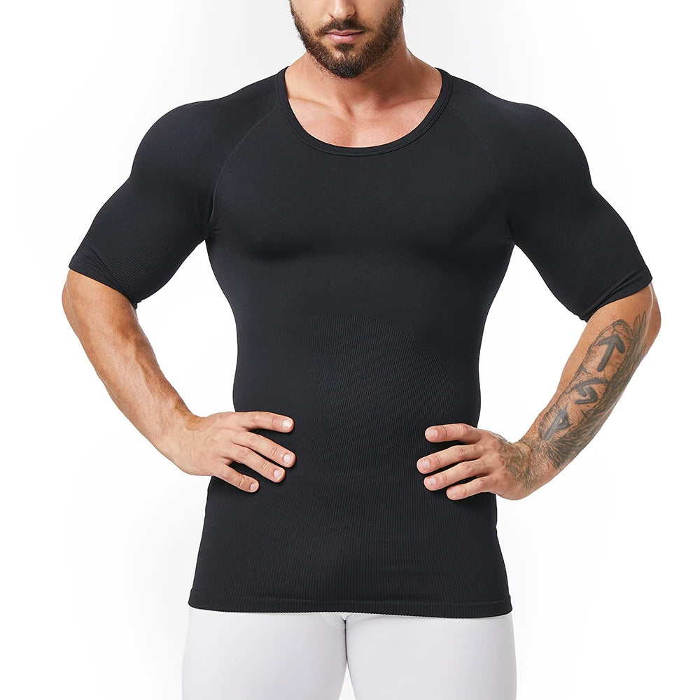 Mens Seamless Gynecomastia Compression Shapewear Shirts Slimming Undershirt Body Shaper Shirt