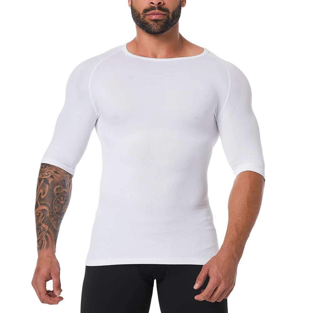 Mens Seamless Gynecomastia Compression Shapewear Shirts Slimming Undershirt Body Shaper Shirt