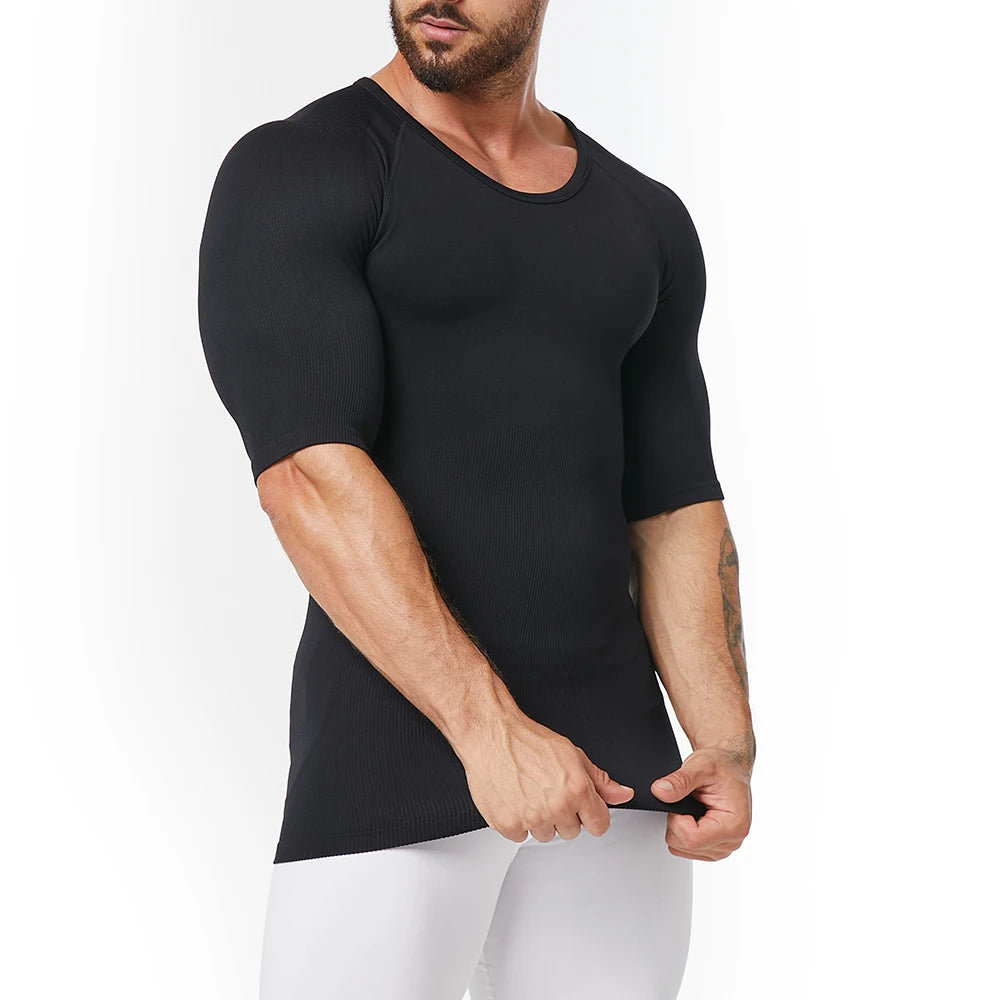 Mens Seamless Gynecomastia Compression Shapewear Shirts Slimming Undershirt Body Shaper Shirt