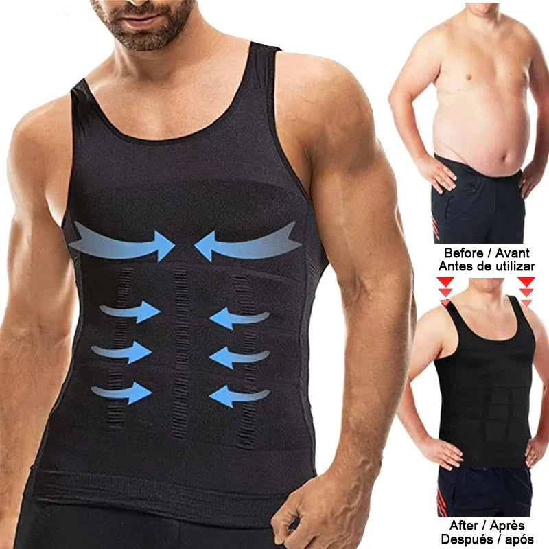 Yiwu Compression Shirt Slimming Body Shaper Vest Men Gym Workout Sleeveless Gynecomastia Abdomen Waist Trainer Shapewear