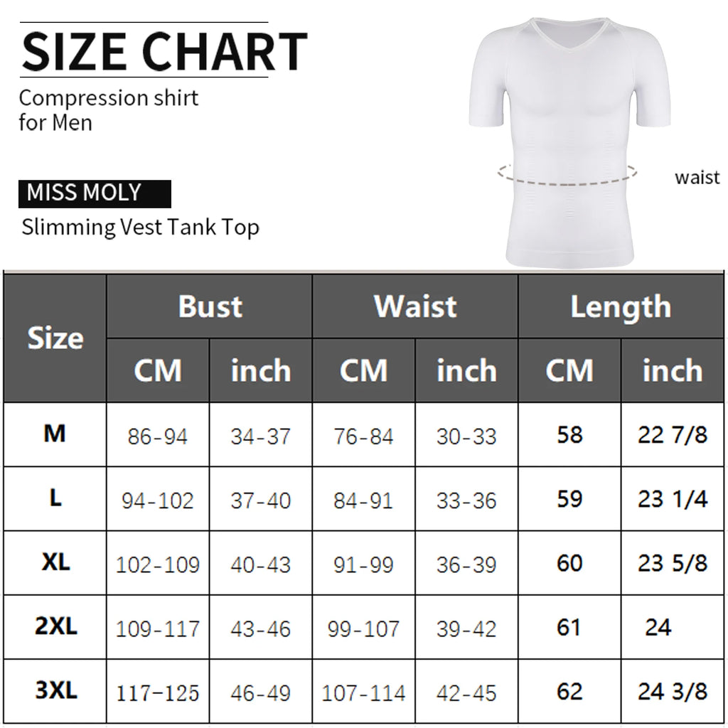 Men's Short Sleeve Compression T-Shirt V-neck Shapewear Tummy Control Flat Belly Tank Top Fitness Workout Slimming Body Shaper