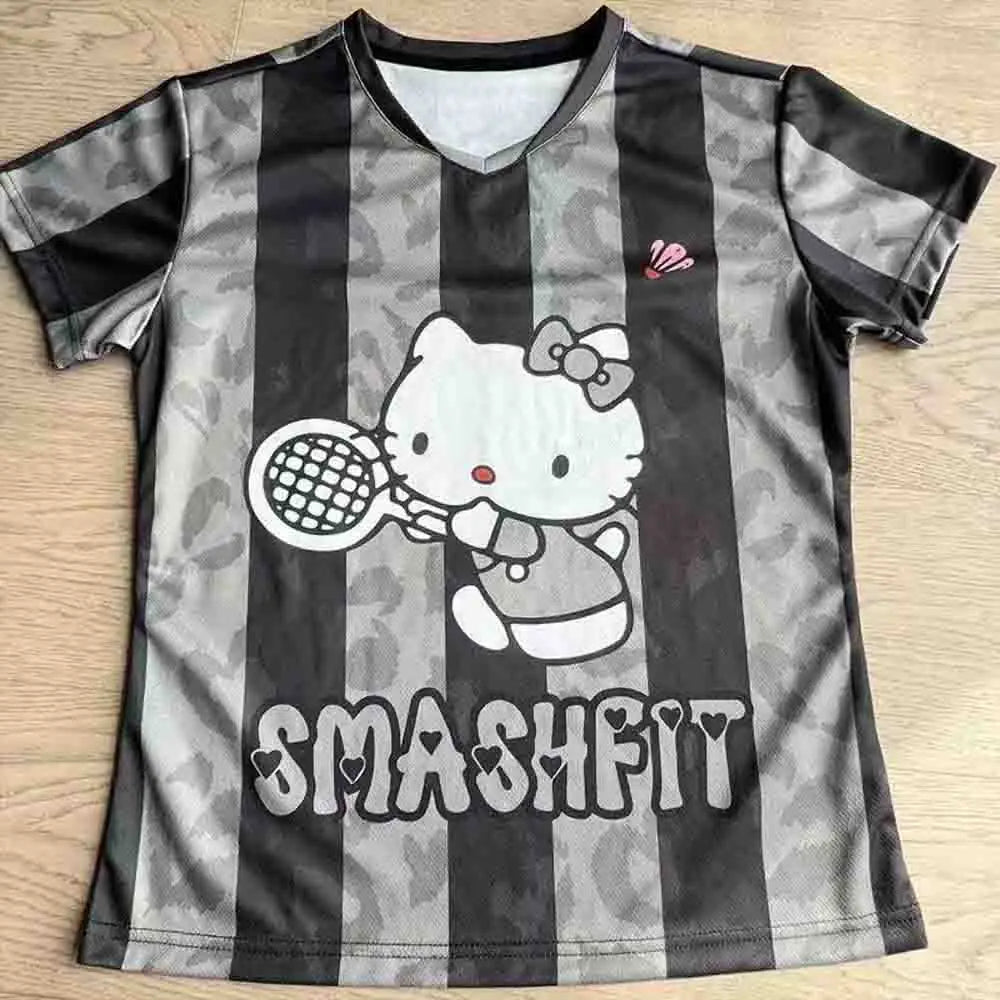 Hello Kitty Printed Short Sleeved Men's and Women's T-Shirt Breathable Quick Drying Loose Top Y2K Retro High Street Topnew Model