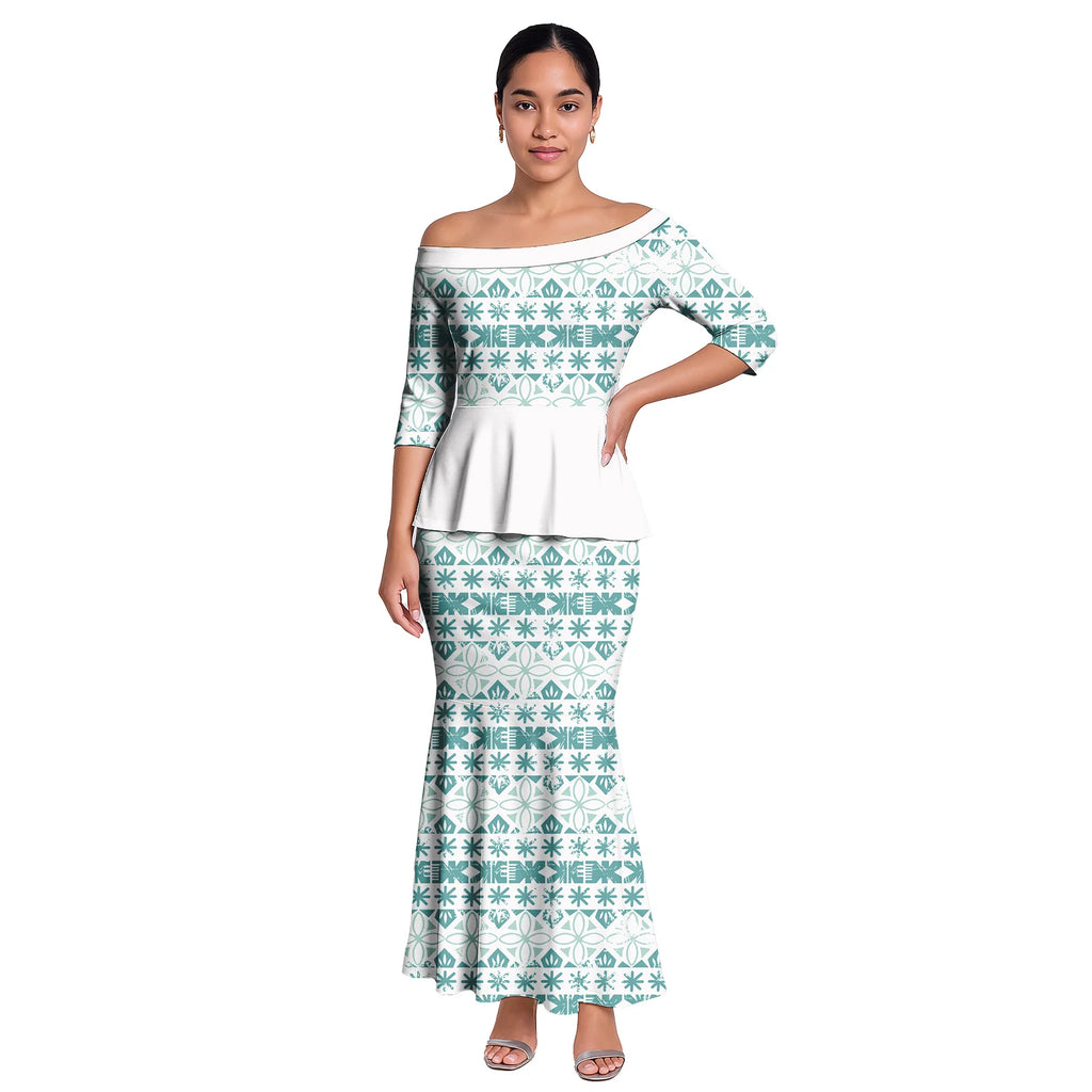 Hawaiian Style Casual Life Custom Clothes Samoan Tribal Ladies Long Dress Tapa Design Women 2pc Sets Polynesian Party Puletasi