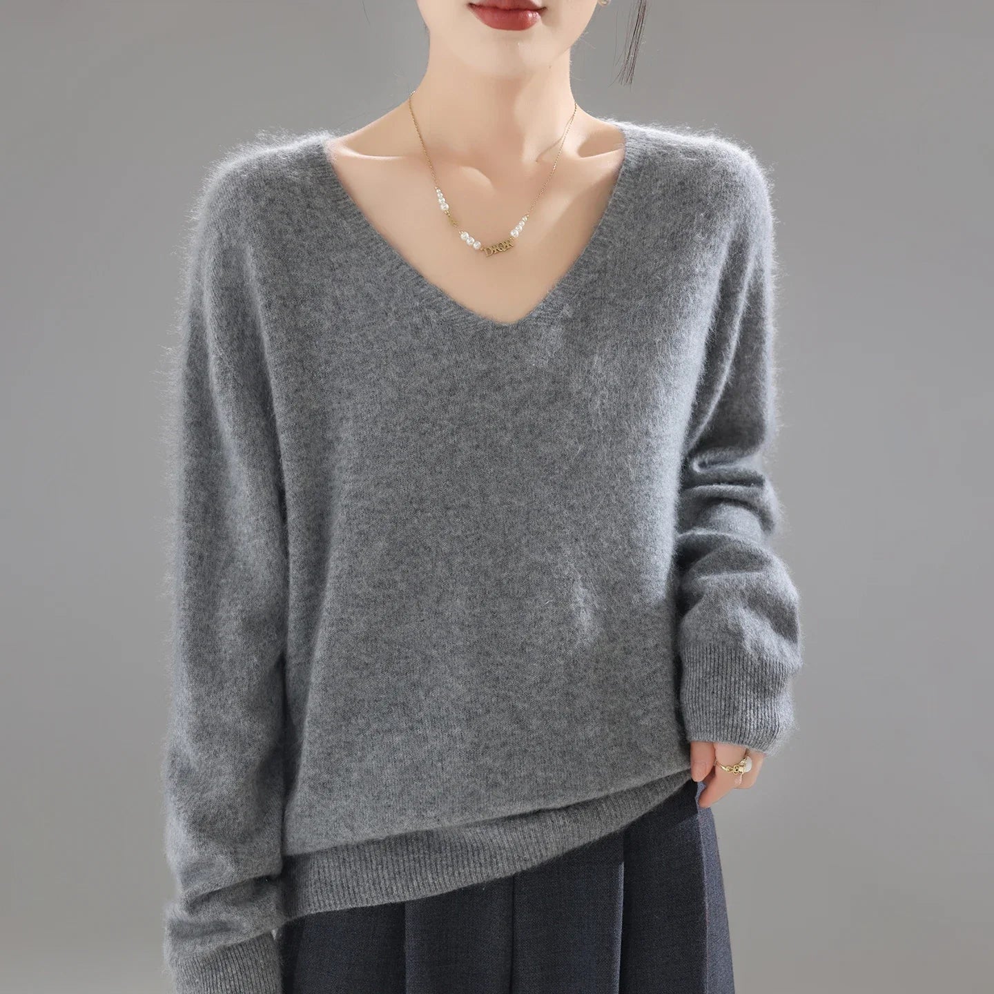 2025 Women's 100% Merino Wool Sweater, Thick Loose Knit Pullover Long Sleeve Solid Color(72 characters)