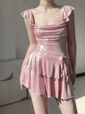 2026 New Women's Shimmer Pink Swimsuit Elegant Modest Pure Desire Bathing Suit for Hot Spring Beach