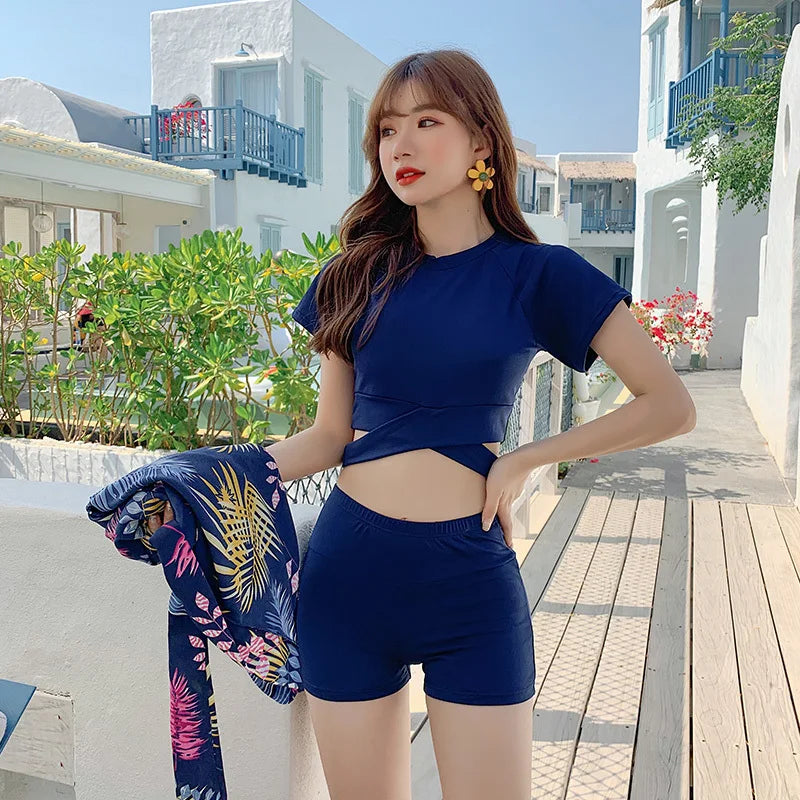 2026 New 3 Piece Swimsuit Women Tummy Control Slimming K Fashion Bathing Suit Sexy Conservative Hot Spring Wear