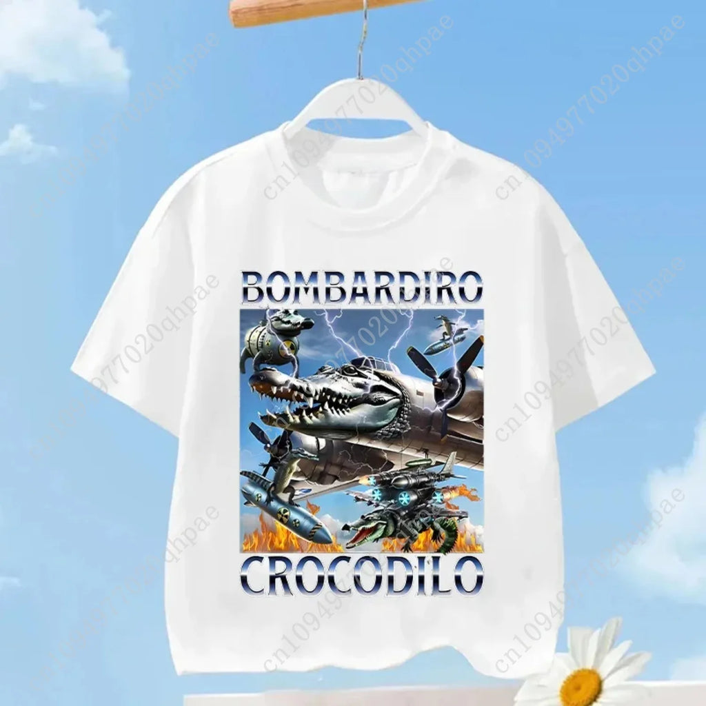 Tralalero Tralala enfants T-shirt Tungtung Sahur Brainrot Anime t-shirts garçon fille été à manches courtes couverture en coton