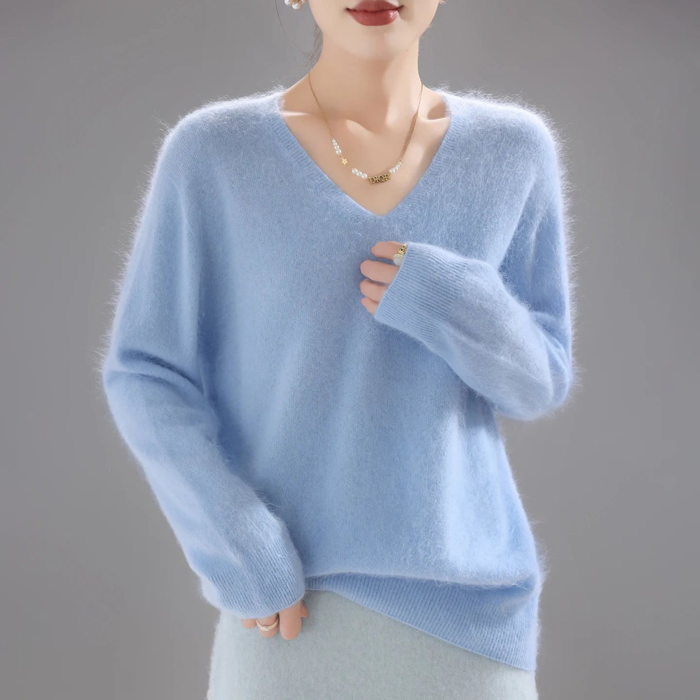 2025 Women's 100% Merino Wool Sweater, Thick Loose Knit Pullover Long Sleeve Solid Color(72 characters)
