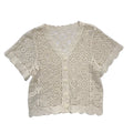 Women's Knitted Short Sleeve V-Neck Hollow out Single Button Cardigan Summer New Design Versatile Korean Style Office Wear