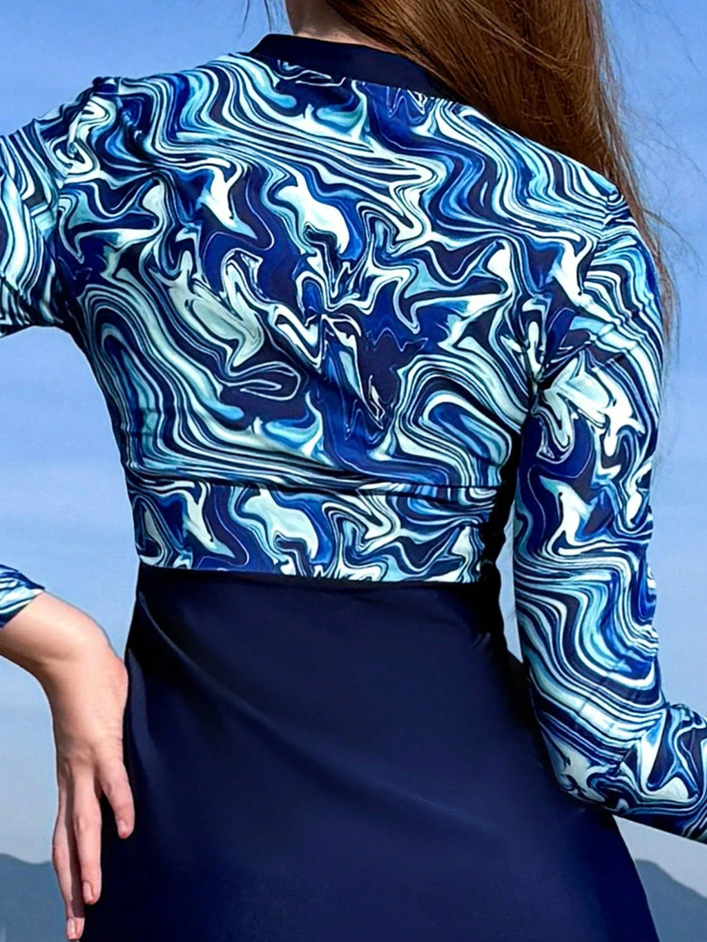 Womens 3-Piece Beach Swim Set With Long Sleeve Top And Skirt